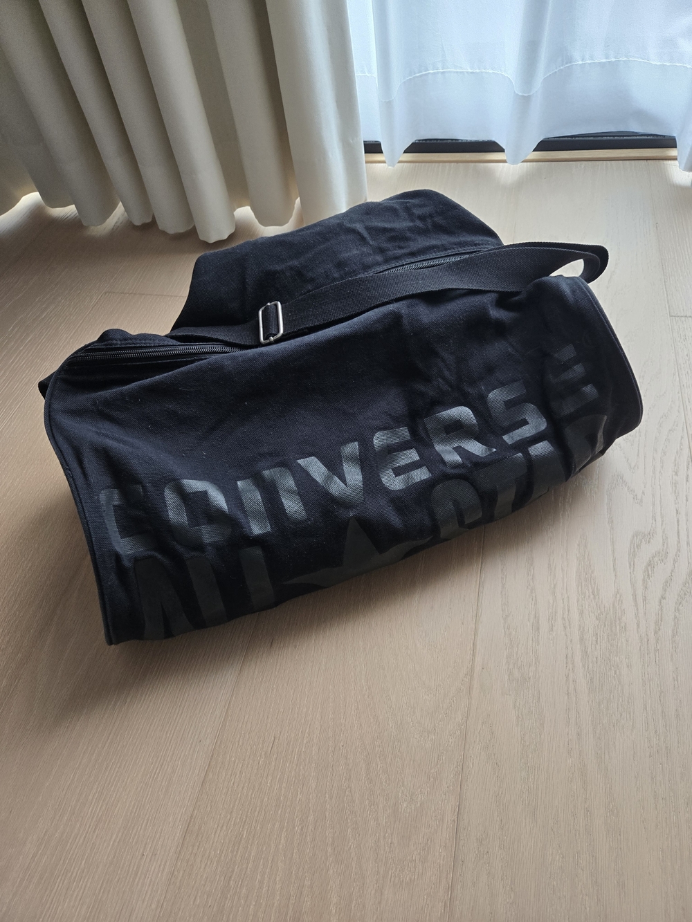 Converse Black Duffel Bag with Subtle Logo Print